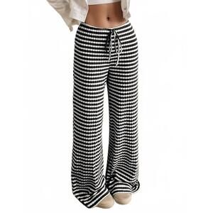NEW BEYOND APPAREL tied strope pants in white & black